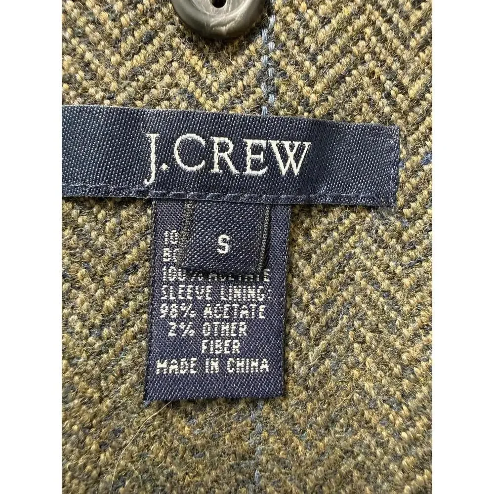 J.Crew‎ Wool Herringbone Blazer Jacket Green Surgeon Cuff Small